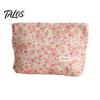 Daily Skincare Organizer Floral Cotton Makeup Bag, Large Capacity Travel Toiletry Bag with Multi Girlfriend Gift Compartments, Cute Cosmetic