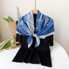 Spring Printed Silk Scarf Square Scarf Premium Sense Wrapping Turban French Gradient Paired with Shirt Thin Sunscreen Scarf