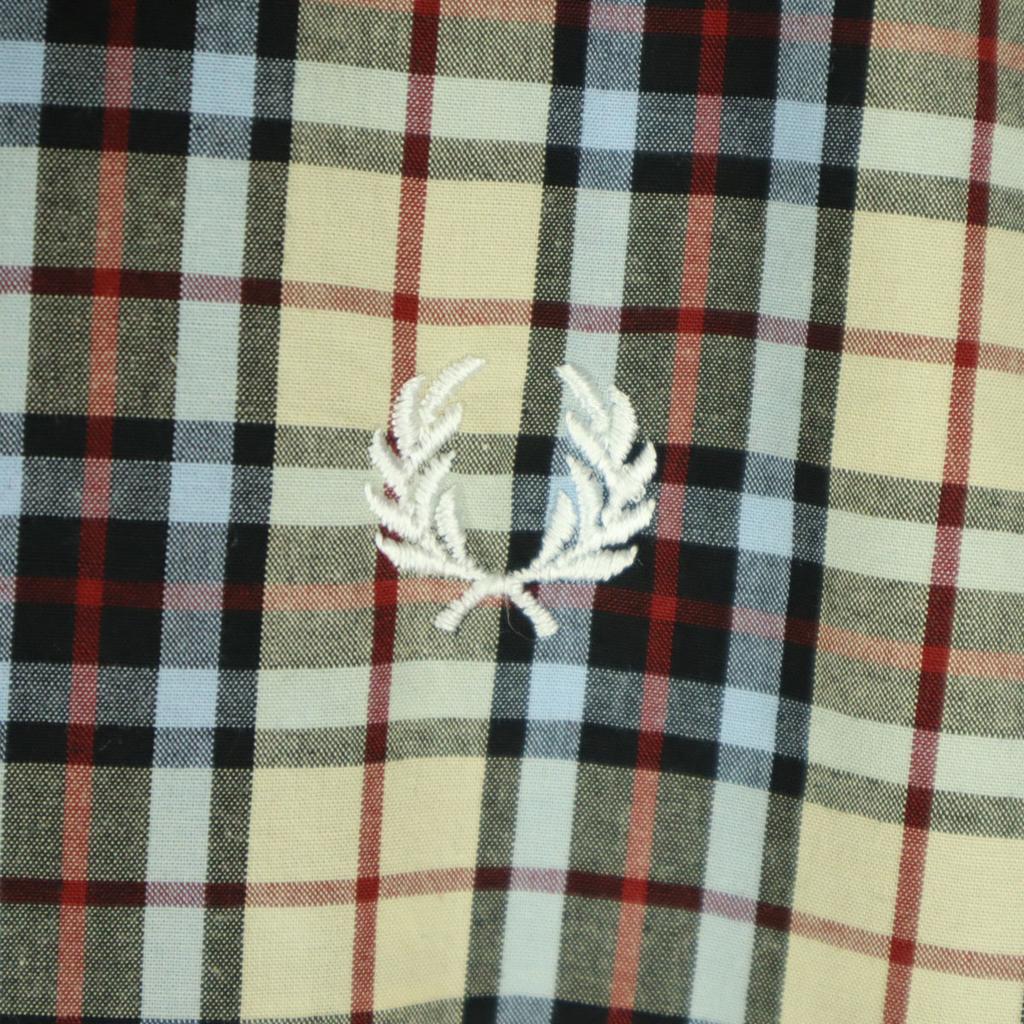 FRED PERRY Check Pattern Long sleeve Zip hoodie M beige Men's Used