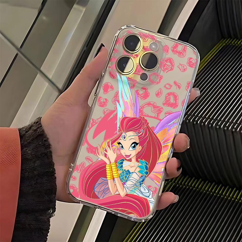 Modische und hübsche Winxs Clubs Handyhülle für iPhone 17, 16e, 16, 15, 14, 13, 12, 11, Mini, Pro Max, X, XR, XS Max, 8 Plus – Transparente Rückseite