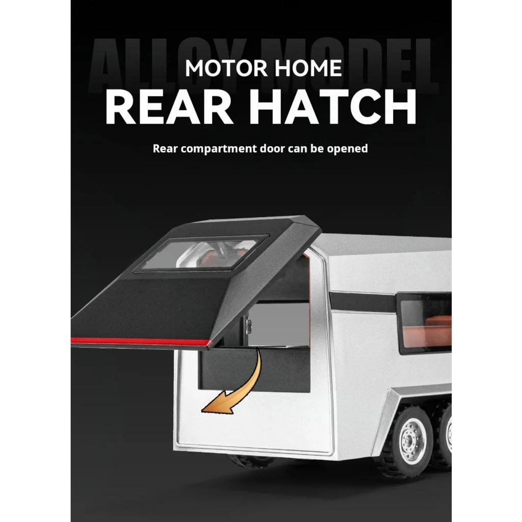 1/32 Tesla Trailer Rv Alloy Car Model Table Set Children's Toys Die Cast Collection Car Model Toys