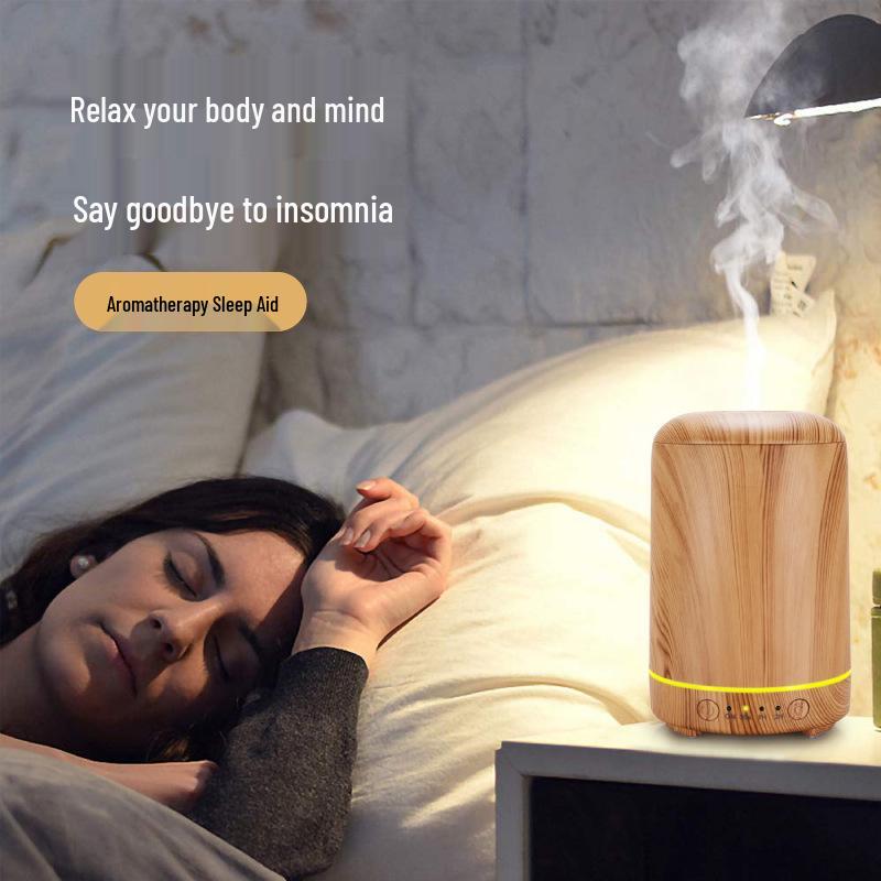 USB Desktop Wood Grain Aroma Diffuser for Bedroom Aromatherapy.