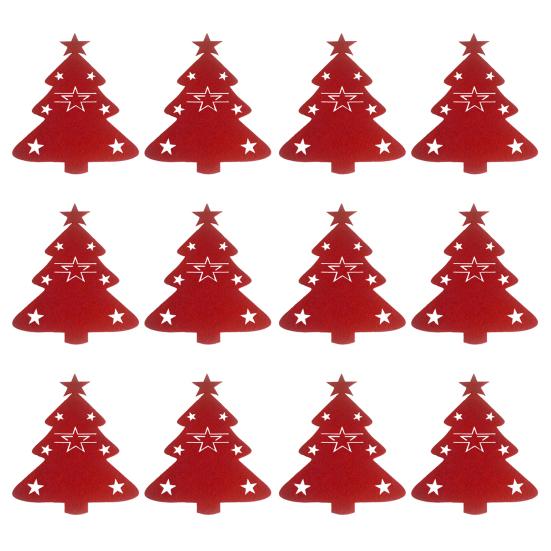 12Pcs Christmas Tableware Holder Flatware Bag Xmas Tree Cutlery Pockets Dinner Knife Fork