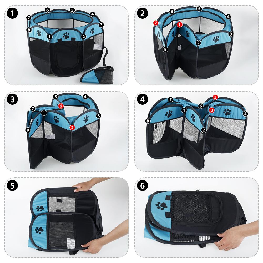 Tragbarer Kleintierkäfig Faltbares Atmungsaktives Haustier-Spielzelt Outdoor Indoor Übungsgehege für Meerschweinchen Kaninchen Hamster Igel