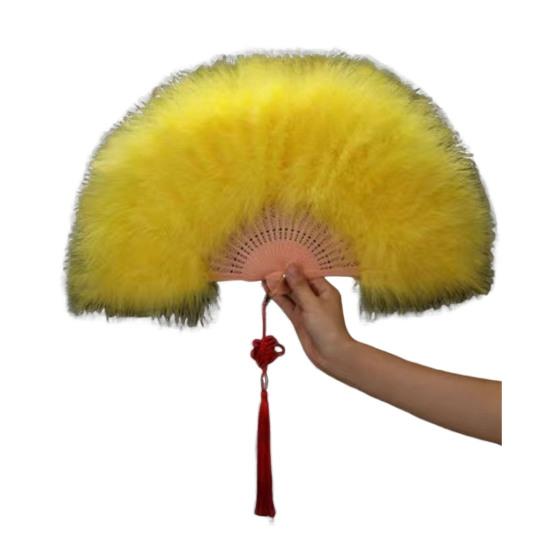 

Винтажный складной веер из перьев для свадебной вечеринки невесты ручной веер портативный летний жёлтый