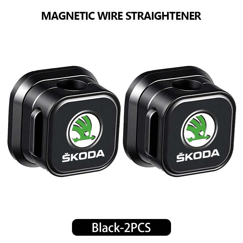 Lhwqr2 For Skoda Magnetic Protector Cable Clip Organizer USB Charger Cable Holder Cable Management Kodiaq Fabia Kamiq Karoq Octavia 2 3