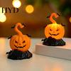 Halloween Window Display LED Candle Light Figurine, Bat Tombstone Glowing Tabletop Ornament, Warm Lighted Props Pumpkin Decor Prop for Escape