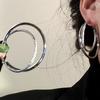 Simple and cold wind double-circle large earrings 2025 tide earrings temperament advanced atmosphere stud earrings