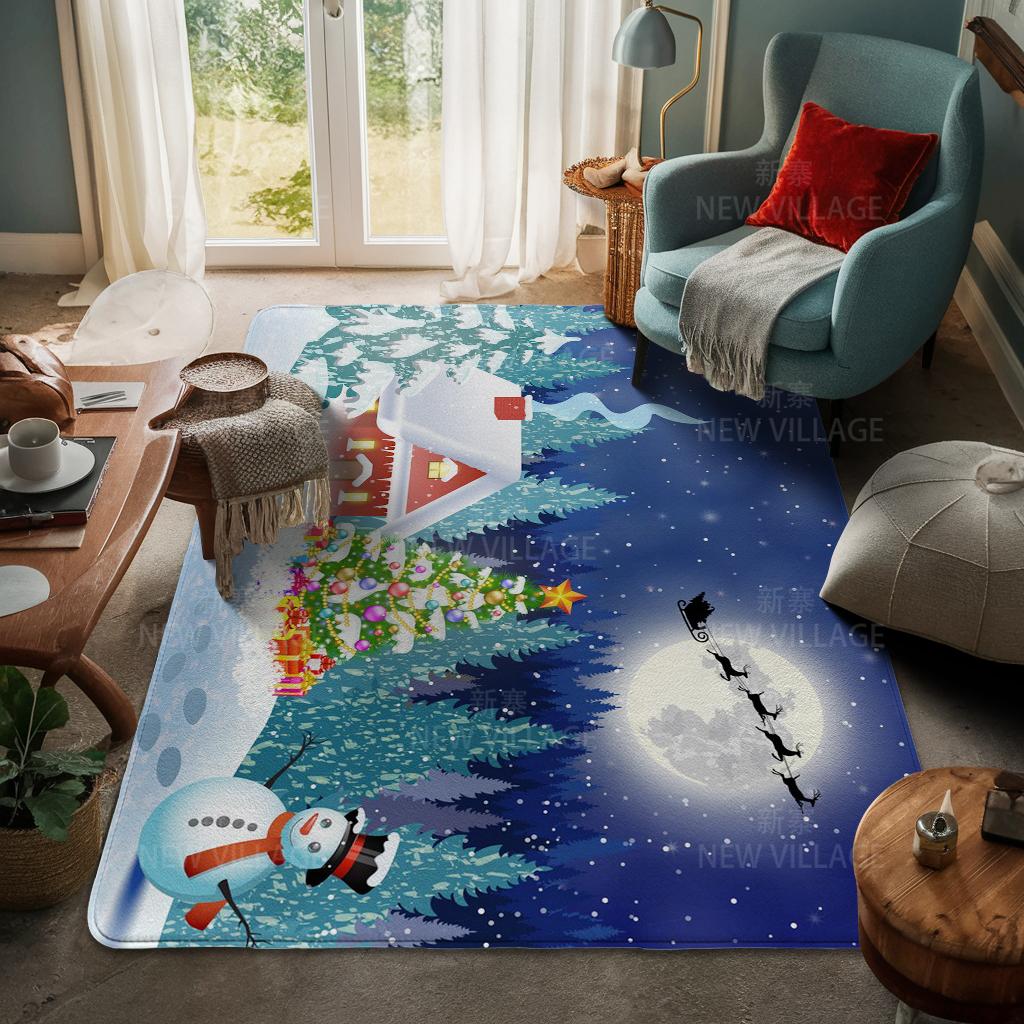 House Entrance Carpet Home Door Mat Living Room Bath Foot Bathroom Non-slip Water Absorption Rugs Bath Merry Christmas Winter