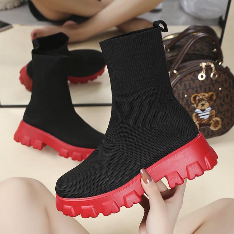 Fashion Trendy Sports Short Boots for Women 2024 Autumn and Winter New Comfortable One Foot Socks Women's Boots Zapatos Mujer Sneakers