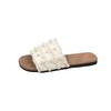 French Fairy Style Pearl Cool Slippers Female Outer Wear Spring and Summer New Flat Lazy One Pedal Beach Sandals