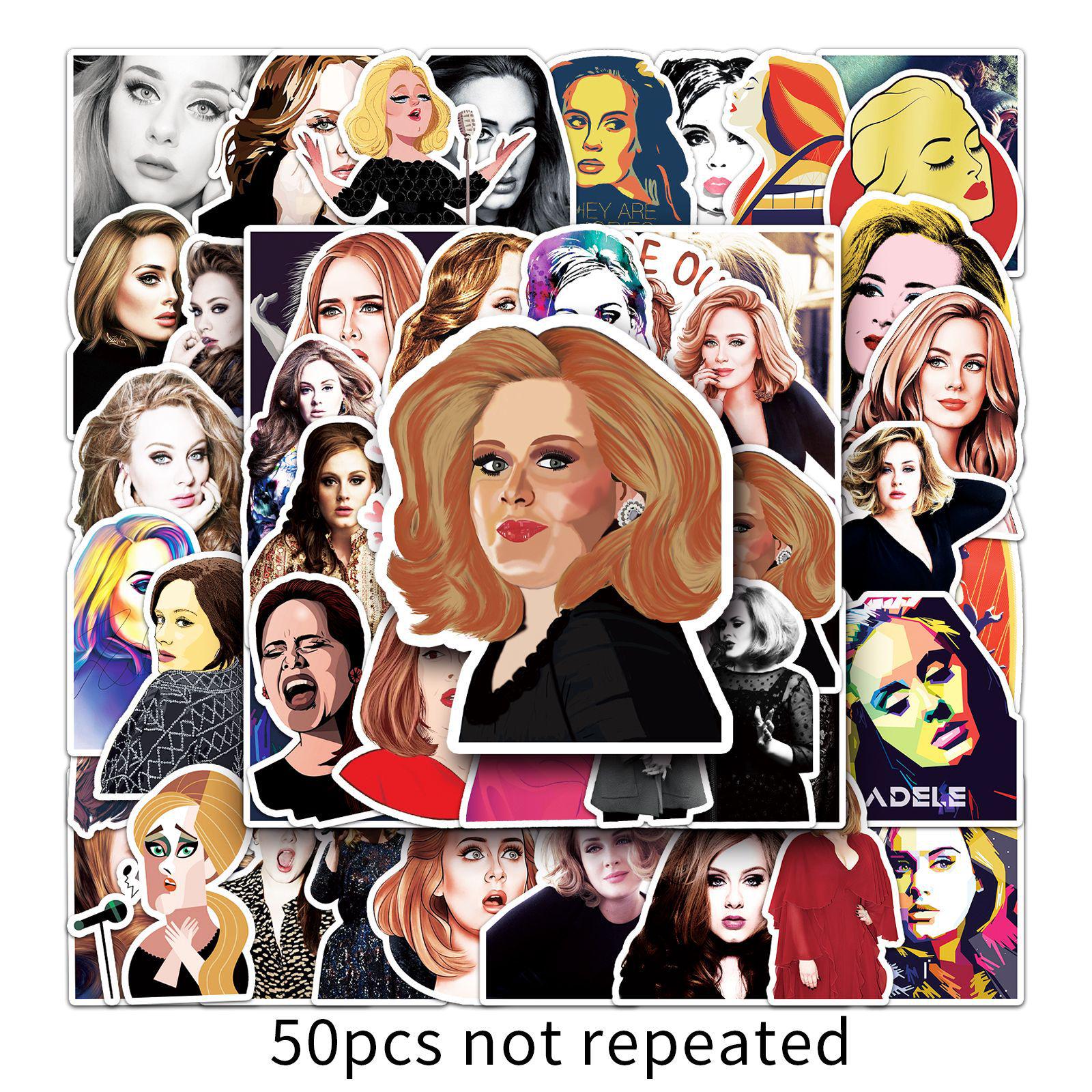 50-Piece Adele-Themed Waterproof Stickers for Luggage, Cars, Scooters, and Laptops