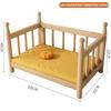 Wooden Dog Bed Modern Durable Dog Bed Headboard All Season Safety Dogs Beds Removable Mattress Dampproof Teddy Stylish Cat Nest