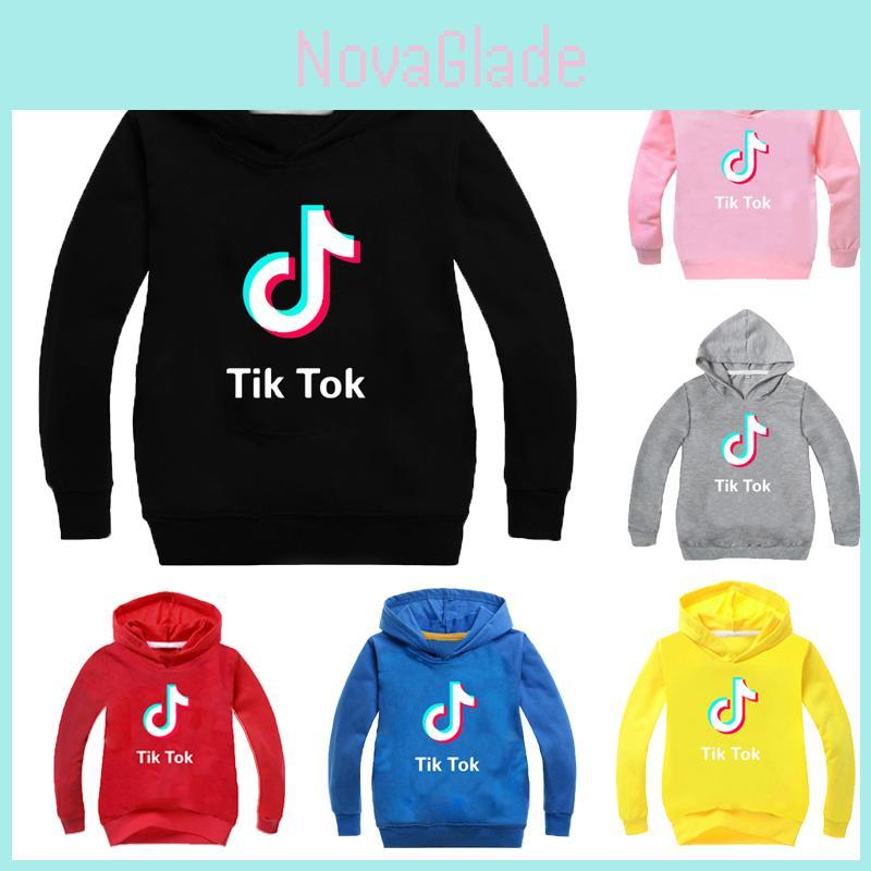 Tik Tok Childrens Letter Sweater Long Sleeve Hoodie Fashion Pullover Tops