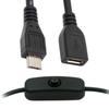PW-012-MM Micro USB2.0 Cable with On/Off Power Switch Button Micro 5 Pin Male to Female for DC 5V Desk Lamp Fan Camera