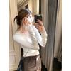 Pure Desire Lace Patchwork V-Neck Fleece Base Layer Top for Women - Stretchy Long Sleeve Collar T-Shirt, Trendy for 2026 Autumn/Winter