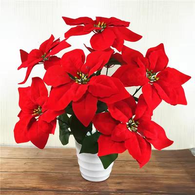 Artificial Poinsettia Bouquet for Christmas Decoration - Ideal for Home, Hotel, Outdoor, and Garden Decor.