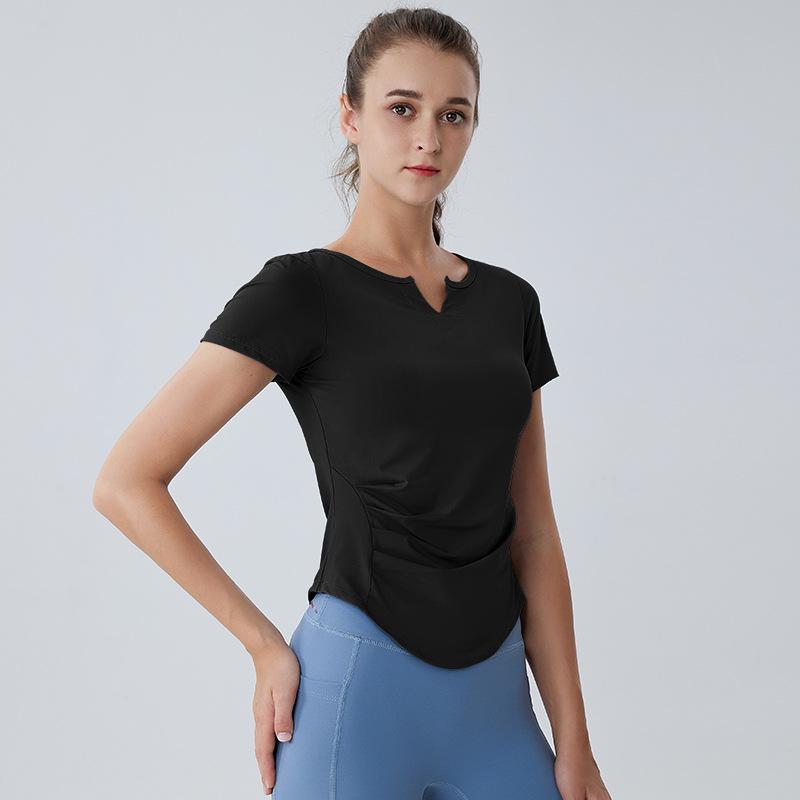 Women's Slim Fit Quick-Dry V-Neck Short Sleeve Sports T-Shirt for Running, Yoga, and Fitness