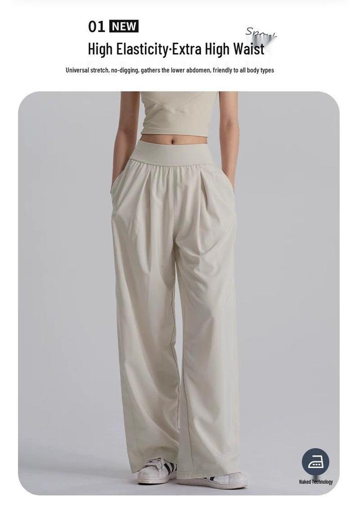 High-Waisted Drape Wide-Leg Yoga Pants - Breathable, Slimming, Casual Sport & Fitness Wear