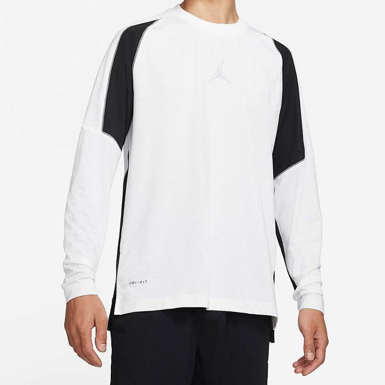 Air Jordan Jumpman Color Block Quick-Drying Crew Neck Long Sleeve T-Shirt Men Tops White CV2352-100