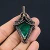 Beautiful Lab-created Emerald Gemstone Copper Wire Wrap Handmade Pendant Jewelry Gift For Love