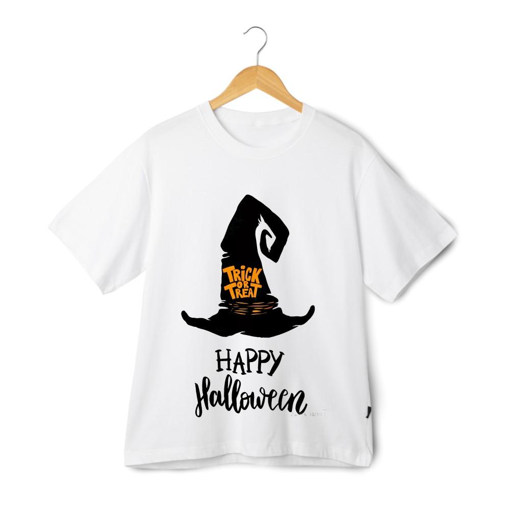 Halloween-Themed Witch Hat Trick or Treat Printed Tee, Unisex Short-Sleeve Top XL