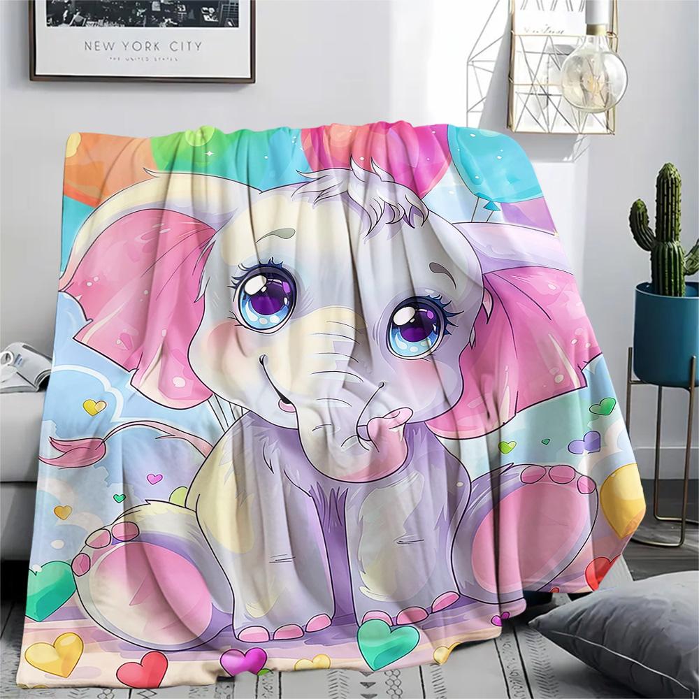 Elephant Print Flannel Blanket, High quality Comfortable for All Seasons, Home Decor, Warmth and Comfort, Perfect for Christmas Gifts