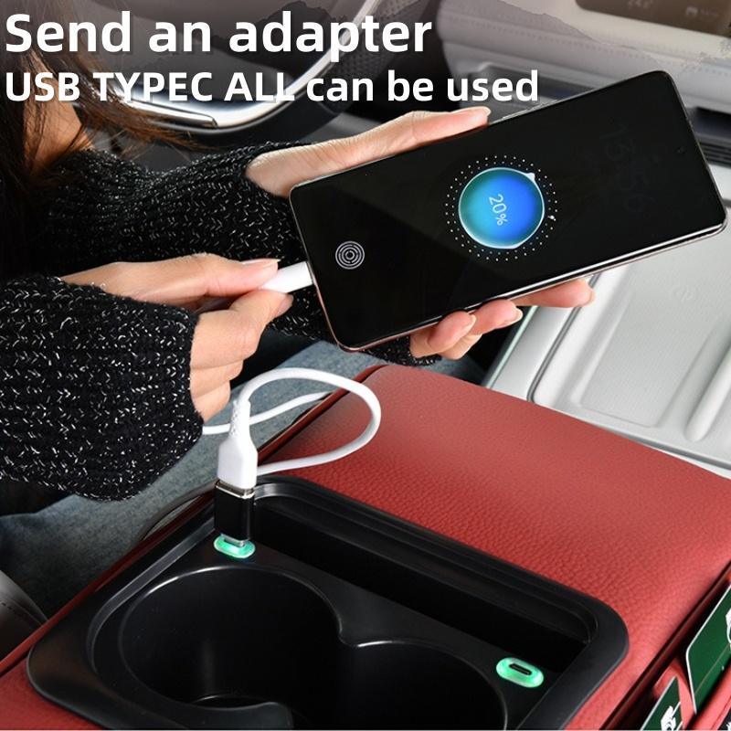 Multi-Function Car Armrest Box with USB Port - Storage Booster Pad Center Console Tissue Box And Water Cup Holder for Vehicle