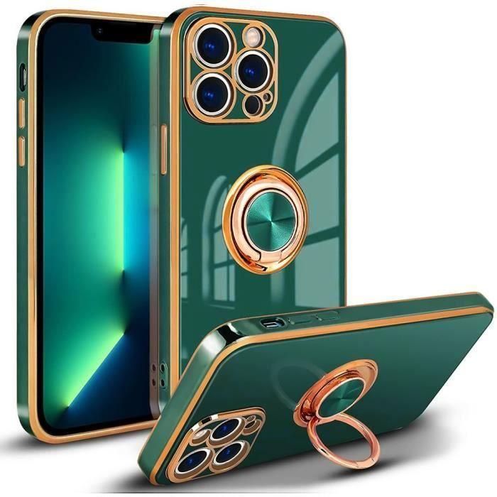 Schutzhülle - E.F.CONNECTION - für iPhone 13 Pro - Nachtgrün - Weiches TPU - Goldener Rand