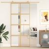 VidaXL Sliding Door, Hanging Door with Stopper, Door with Barn Panels Kitchen Home Interior, Golden Clear Glass 155185