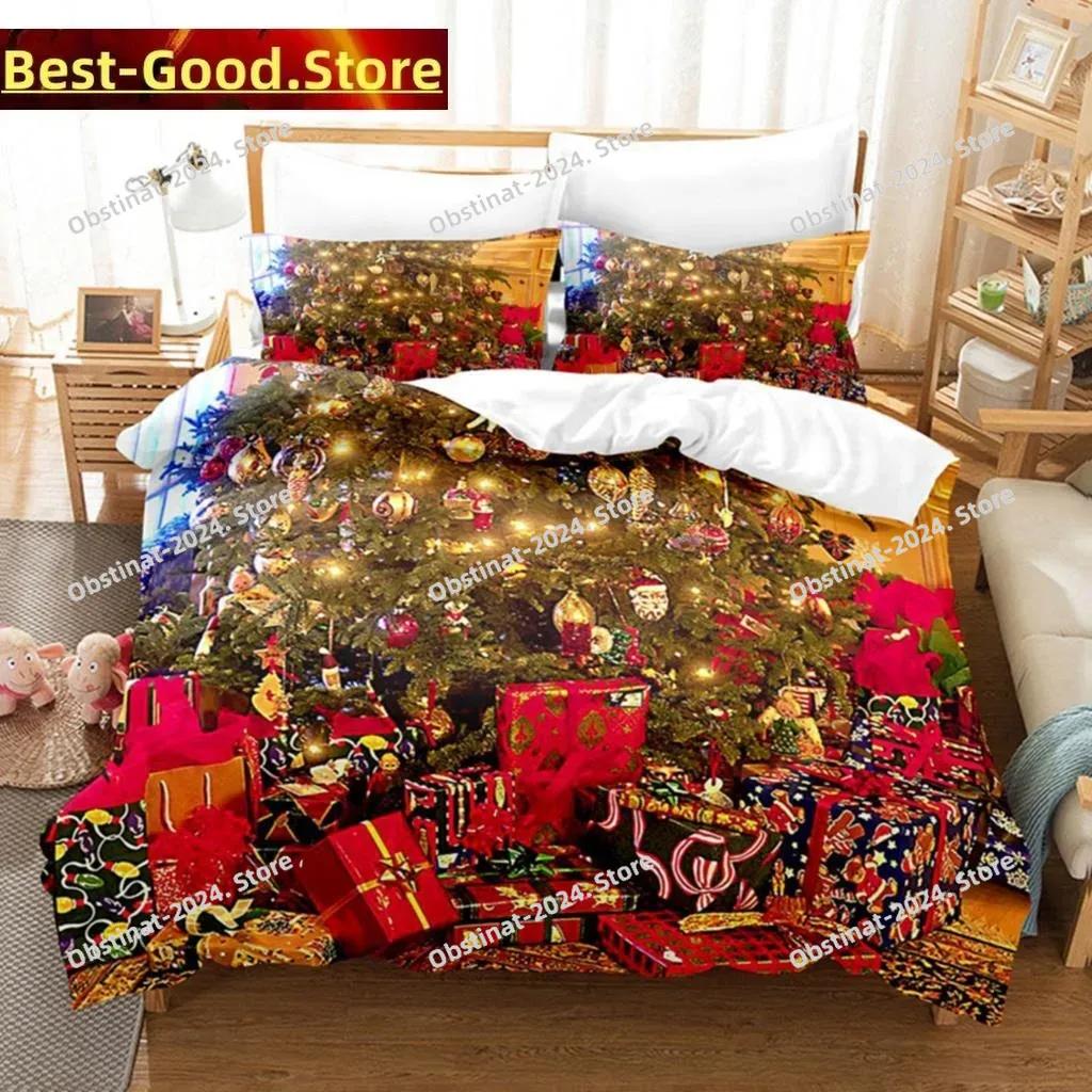 3D Christmas Quilt Cover Bedding Set Duvet Comforter Pillow Case Bed Linens Twin Queen King Double Full Single Bedroom