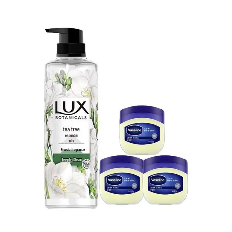 Lux Freesia Scented Shower Gel & Vaseline Original Petroleum Jelly Bundle