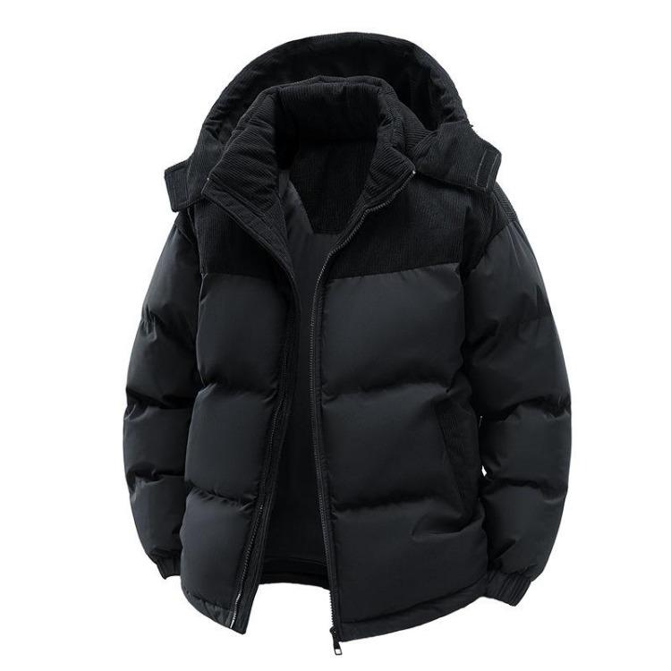 

Men Winter Jacket Autumn Hooded Windbreak Parka Removable Outdoor Coats Warm Casual Fashion Solid Male Tops Outwear XS чёрный