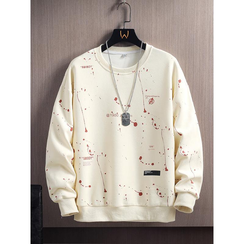 Nowy Męski Sweter Wiosna i Jesień Casualowy Wszechstronny Młodzieżowy Przystojny Koszula z Długim Rękawem Okrągły Dekolt Długi Rękaw