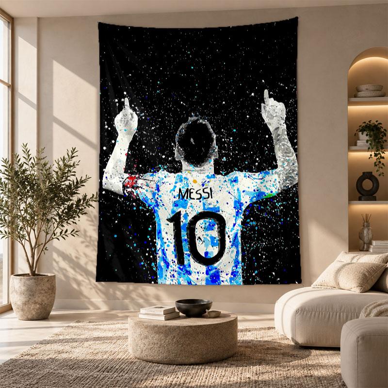 Tapeçaria Decorativa, Arte de Parede Impressa Lionel Messi, Pendente de Parede Leve Para Fundo de Quarto