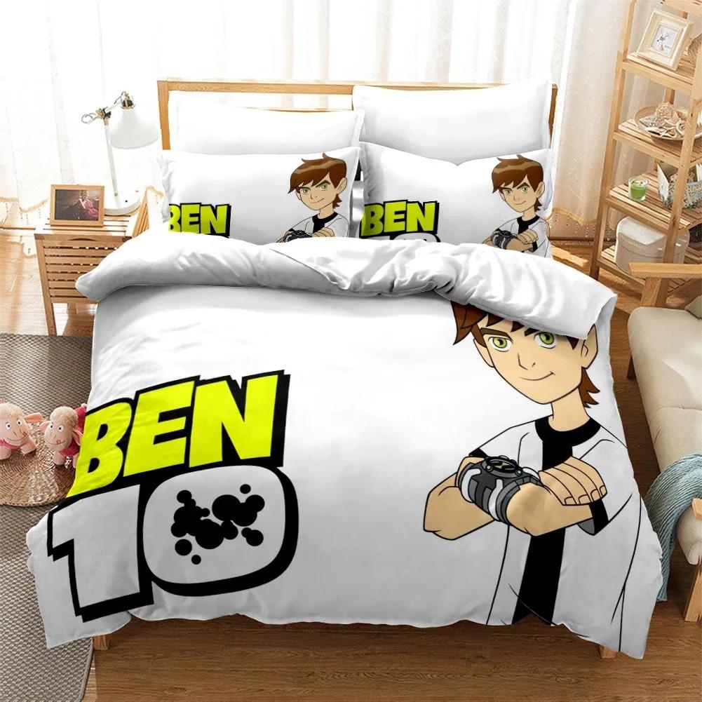 3D tegneserie Ben10 Dynetrekk med Putetrekk Sengesett Enkelt Dobbeltrom Twin Full Queen King Size Sengesett for hjemmetekstiler