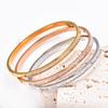 3.6mm Wide Open Bangle Stainless Steel Inlaid Zircon Bracelet Dainty Bracelets Trendy Jewelry Women Girl Gifts Waterproof