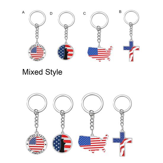 1/4ks Keep America Great Again Keychain Cross Goddess Shape Vzor americké vlajky Kovový přívěsek na klíče pro politické nadšence