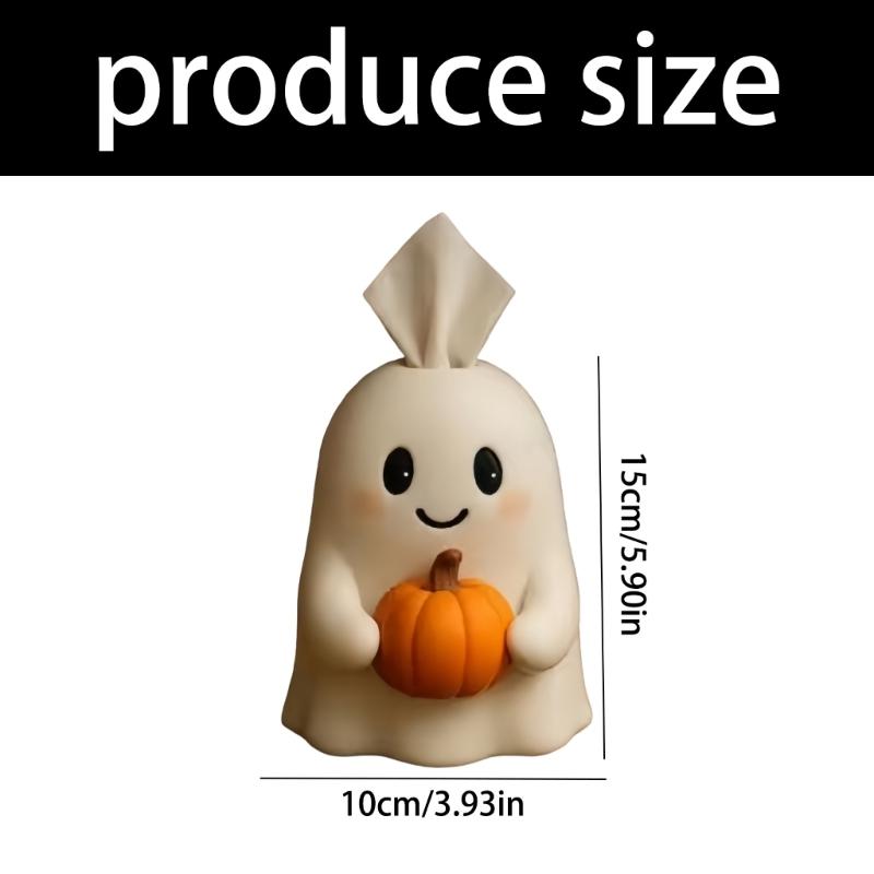 Scary Pumpkin Specters Design Tissue Paper Dispenser Durable Resin Bathroom Kitchen Countertop Organizers