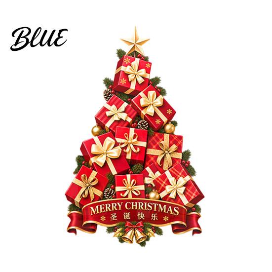 Removable PVC Glass Film Stacked Gift Boxes Christmas Tree Window Cling Creative Static Sticker Seasonal Ornamentation Decal for Holiday Home