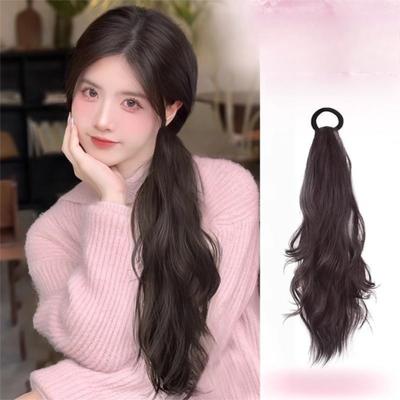 Fashion Curly Texture Wavy Curly Ponytail Extensions Elastic Rubber Band Synthetic Ponytail 45cm Long Wig Daily Use