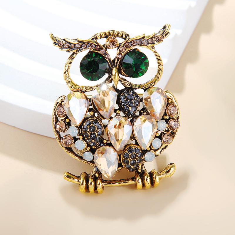 Fashion Vintage Rhinestone Lovely Owl Brooches For Women Clothing Coat Jewelry Accessries Gifts