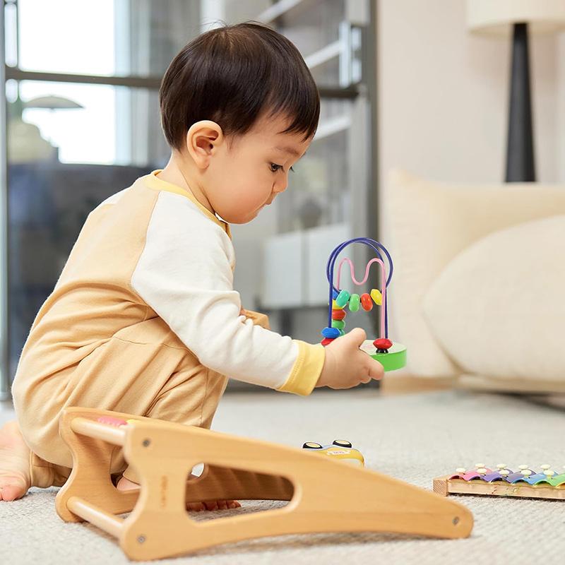 Children Wooden Toys Clock Rainbow Tower Caterpillar Around Beads Shape Matching Kids Montessori Early Education Toy TMZ