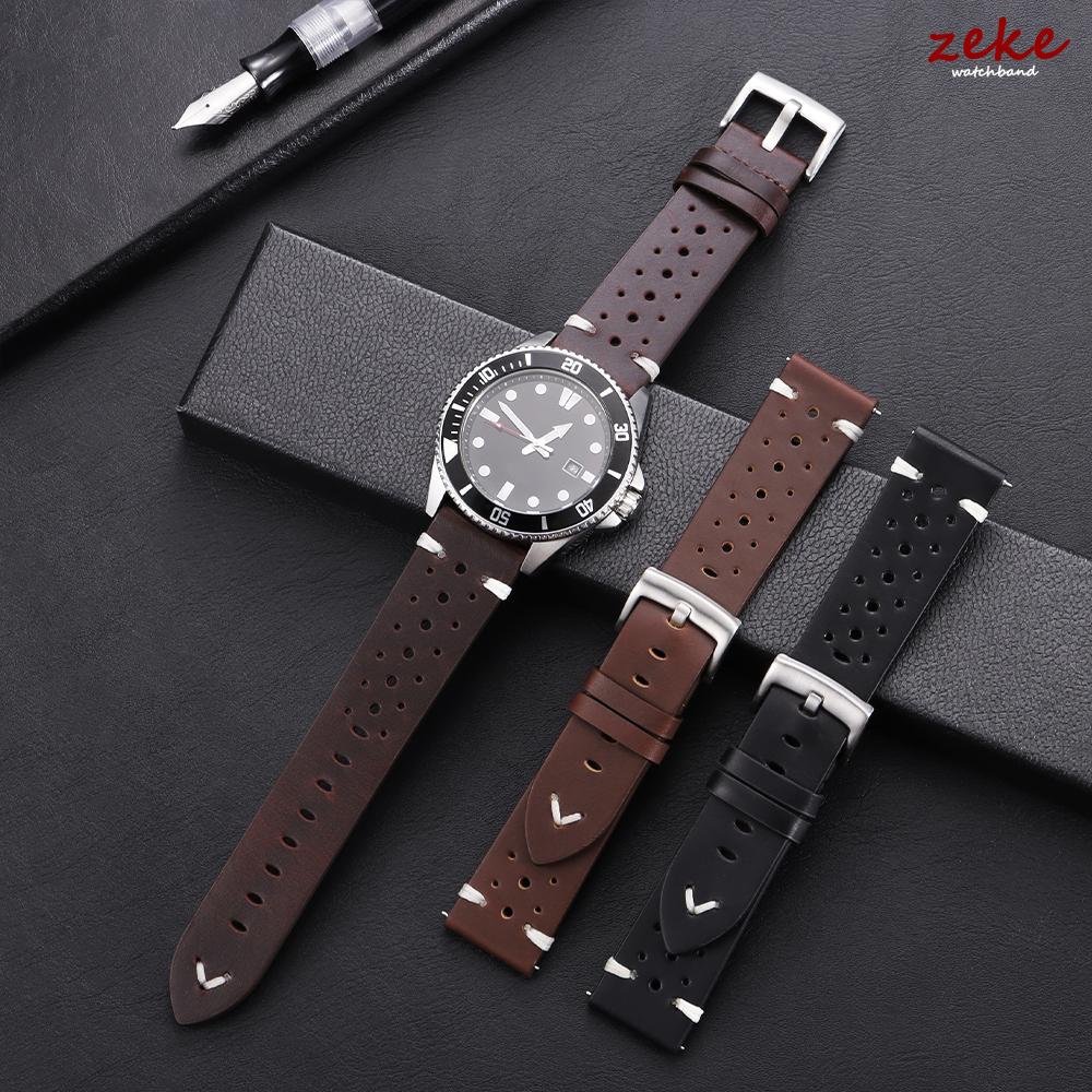 Premium Vintage Genuine Leather Strap Men Women Universal Cowhide WatchBand 20mm 22mm Breathable Bracelet Brown Sport Wrist Belt