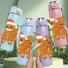 1PC Small Gingerbread Man Print 750ml Color Plastic Sports Water Bottle Leakproof Flip Straw Lid Suitable for Sports Office Home Use