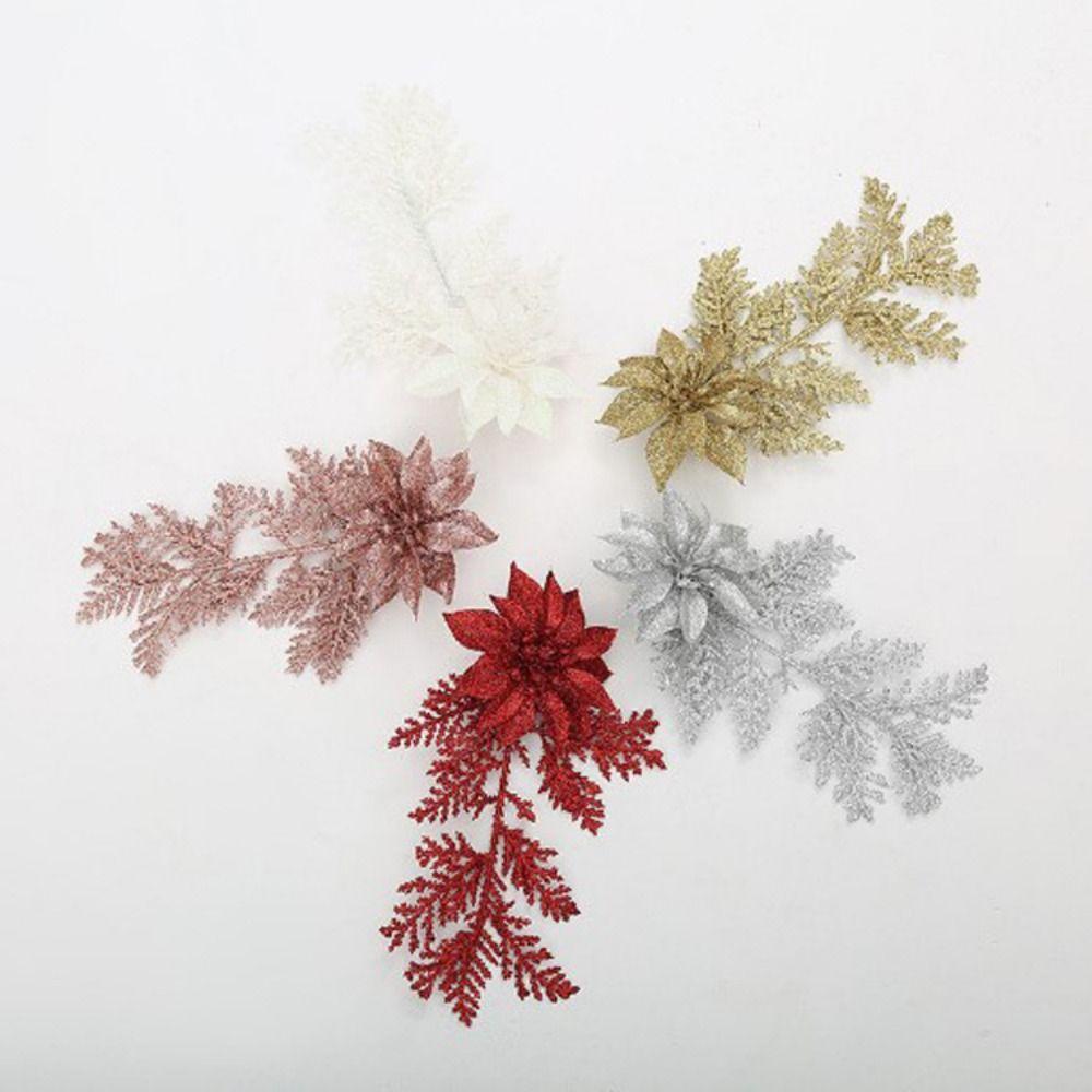 Handcraft Pine Leaves Christmas Flowers Hanging Xmas Decorative Flowers Party Supplies
