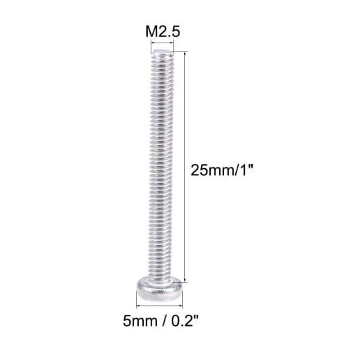 uxcell M2.5 Machine Screws, Bolts, M2.5x25mm, Silver Gray, Pan Head Machine Screws, 304 Stainless Steel, Pack of 30