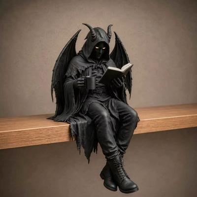 DYS Gotische Dark Fantasy Figur, Skelett liest Buch Statue, Akademie Heimdekor für Bibliothek Büro Arbeitszimmer Sammler Ausstellungsstück Geschenk