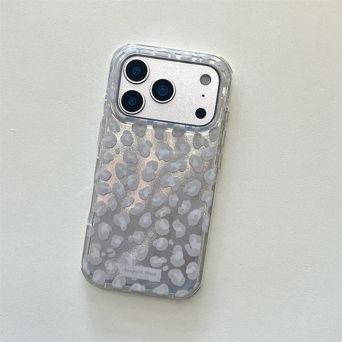 

Premium Double-Layer Silver Leopard iPhone 14/13 Compatible ProMax Case - Drop-Proof iPhone 14