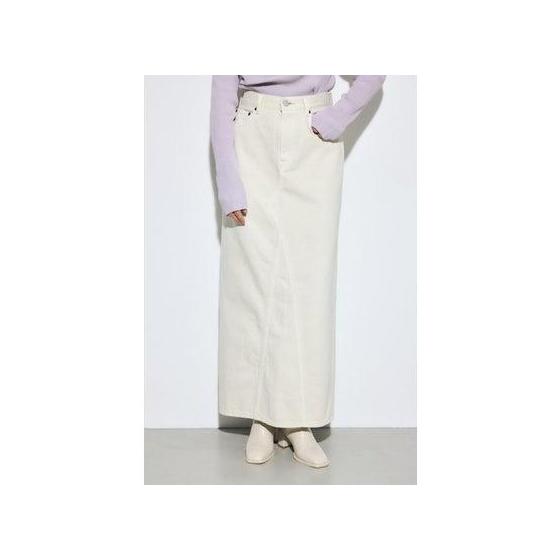 AZUL DENIM Color Straight Denim Skirt IVOY3